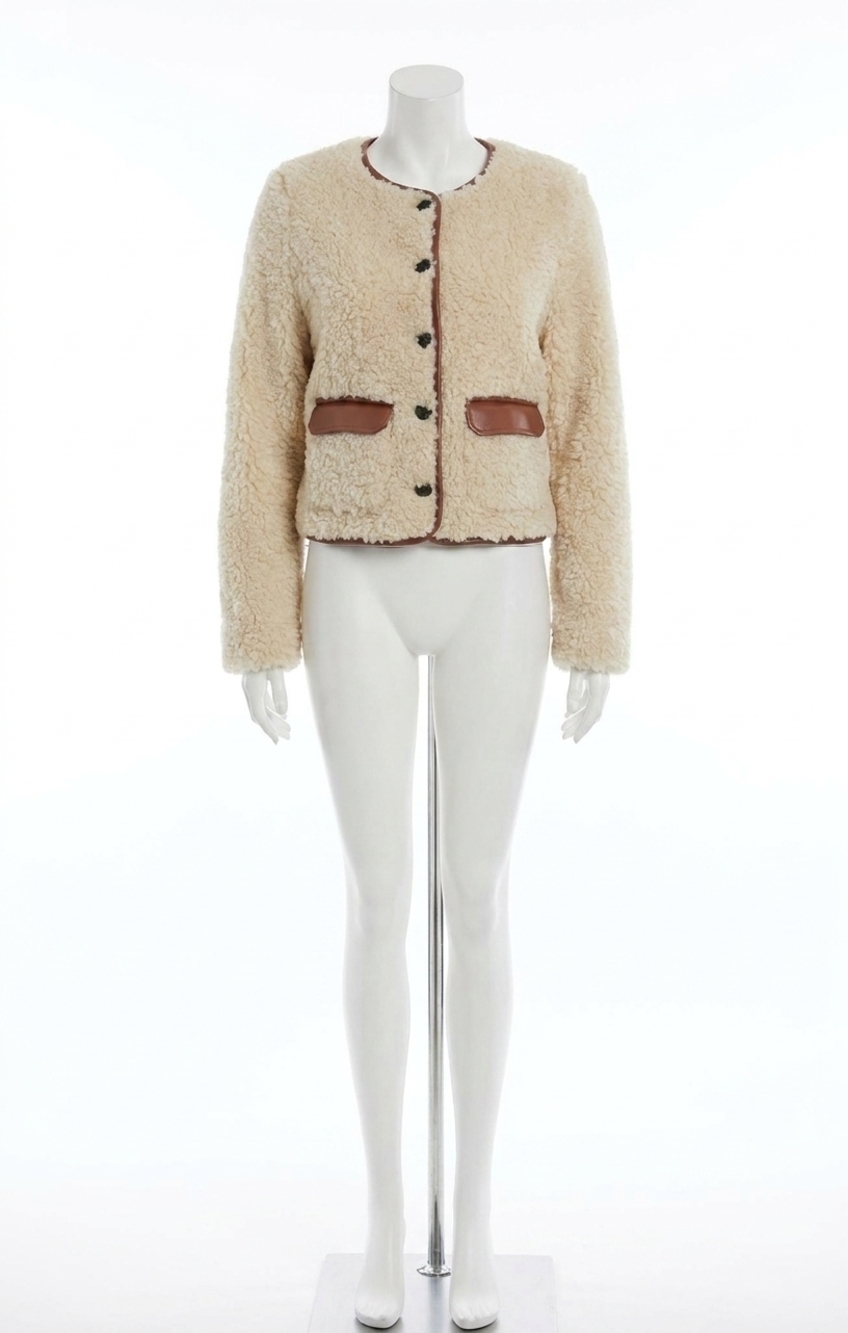 NEW CINQ A SEPT naia jacket in ivory/mahogany
